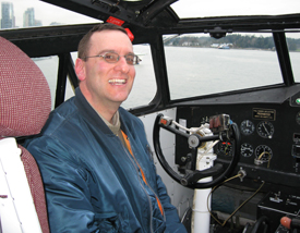 Henry Tenby AircraftDisplayModels.com Website Manager on the flight deck of the Martin Mars